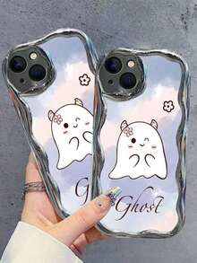 Wavy Edge Cartoon Halloween Ghost Left-Handed Soft Full Coverage Phone Case For IPhone 16/15 Pro Max/14/12/13 - Multicolor - View 4