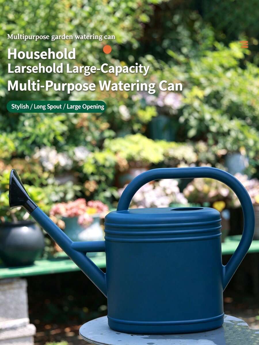 1pc Durable Plastic Watering Can, Labor‑Saving Large Handle Water Pot With Detachable Shower Head For Garden Plant Watering