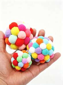 2pcs Colorful Sound Plush Ball Toys For Cats, Interactive Cat Teaser Toy, Cat Scratching & Chasing Training Ball, Indoor Pet Entertainment Supplies, Random Color Shipment - Multicolor - View 6