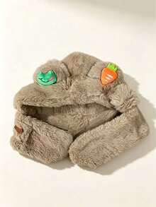Autumn/Winter Kids Unisex One-Piece Bear Shaped Plush Hat With Scarf - Multicolor - View 7