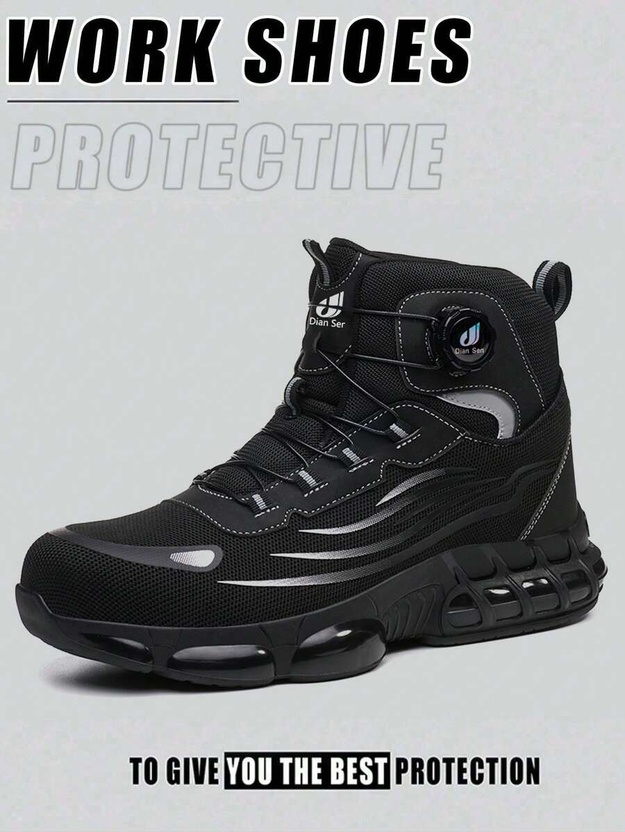 Men's Steel Toe Shoes, Anti-Crush Anti-Puncture, All-Season, Comfortable Outdoor Work Boots, Suitable For Construction Sites, Industrial Manufacturing