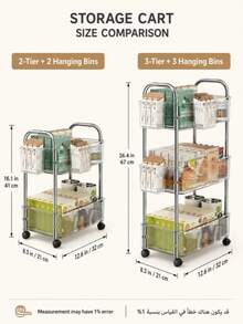 2/3/4-Tier Transparent Acrylic Storage Cart, Metal Frame Multi-Layer Mobile Storage Cart, Rolling Storage Rack, Large Capacity Kitchen Storage Cart, Bathroom Toiletries Storage Cart, Bedroom Bedside Storage Cart, Living Room Snack & Beverage Cart, Cosmetics & Skincare Storage Rack, Office Books & Documents Organizer Cart, Open Multi-Layer Storage Rack, Transparent Mobile Storage Cart - Clear - View 11