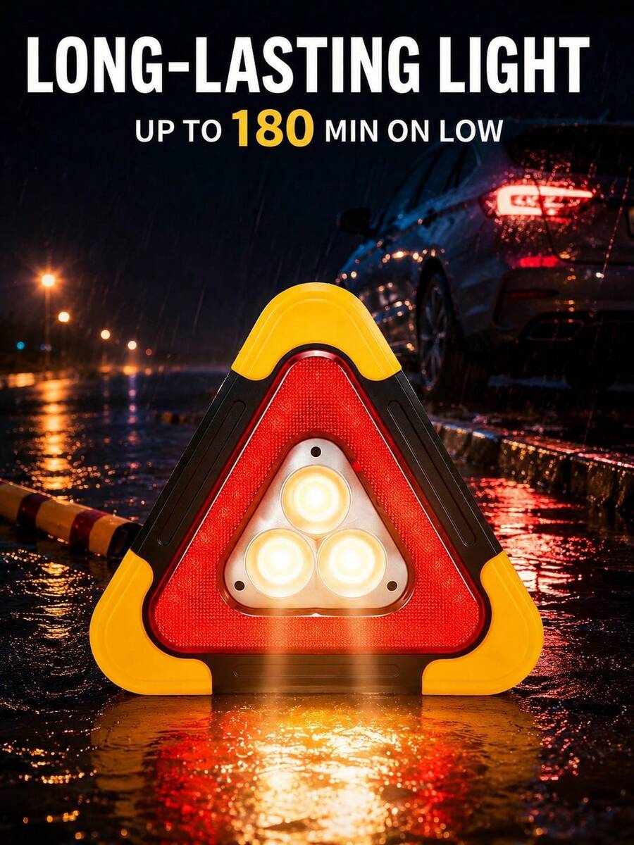 XF.Meraki LED Triangles, Emergency Parking Reflector,LED Emergency Triangle Triangle 5 Mode,Road Warning Triangles With High Visibility LED,LED Lights For Car, SOS, Emergency Triangles For Car, RV, Truck,Car Accessories - A - View 1