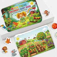 Kids Preschool Quiet Busy Book, Mixed‑Theme Interactive Matching Activity Book, Dinosaur Space Farm Animal Fruit Cognitive Educational Toy For Toddlers - Multicolor - View 5