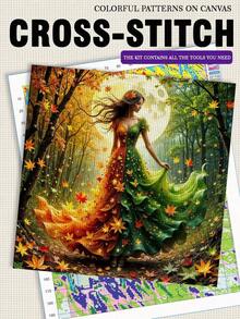 11/14CT Printed Cross Stitch Set. Forest Woman Patterns Cross Embroidery Patterns. Adult Beginners Relax And DIY. Including Fabric, Needles, Threads, And Illustrations. No Frame. Handmade Wall Decoration Gifts. 40x40cm/15.7x15.7in - 40x40cm/15.7x15.7in - View 10