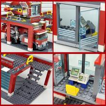 580片城市消防站模型積木，消防車、直升機、城市建築，從萬聖節到情人節的節日禮物，模組化構造，耐用塑料，組裝穩固，愛好者首選，靜態版，無需電力 - 紅色 - 查看 4