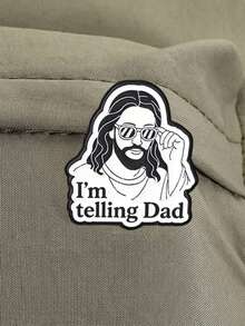 1 buah Pin Enamel Yesus Lucu dengan Kacamata Modis, Lencana Kutipan Humor "Aku Akan Memberitahu Ayah", Aksesori Fashion untuk Pakaian dan Ransel, Hadiah untuk Pecinta Iman - Hitam dan Putih - View 7