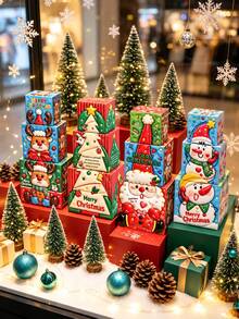 Christmas Gift Box Set, Stackable Nesting Christmas Gift Boxes With Lids, 4 Styles: Snowman/Santa/Deer/Christmas Tree, Suitable For Gift Packaging And Christmas Party Decoration, Can Hold Gifts - Gift Box - View 6