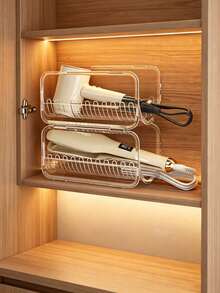 4/3/2/1pc Curling Iron Storage Rack, Transparent Stackable Hair Tool Organizer, Suitable For Curling Irons, Flat Irons And Hair Dryers, Multi-Layer Countertop Shelf With Cable Management, Space-Saving Styling Station Storage For Bathroom, Bedroom And Dorm - Multicolor - View 2