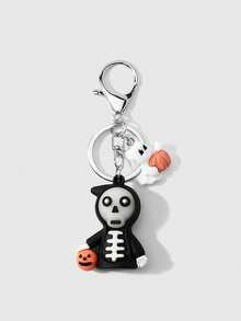 1pc Dark Style Halloween Series Skull Cat Dog Ghost Keychain Bag Charm - Multicolor - View 9