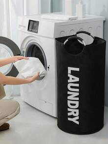 Large Thickened Laundry Basket With Handle, Suitable For Teenagers, Tall Laundry Bin For Storing Gear And Clothes, Dorm Essential, College Room Decor, Laundry Room Accessory, Beach Cruise Camping Back To School Travel Must-Have - Grey - View 3