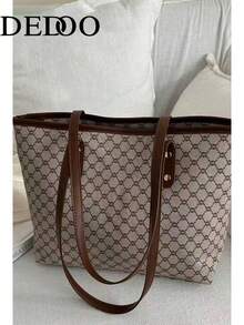 Dedoo 2026 Fashion Handbag, Large Capacity With Multiple Compartments, Suitable For Commuting, Gift For Girlfriend, Shopping And Office, Designer Inspired, Geometric Pattern, High-End - Khaki - View 9