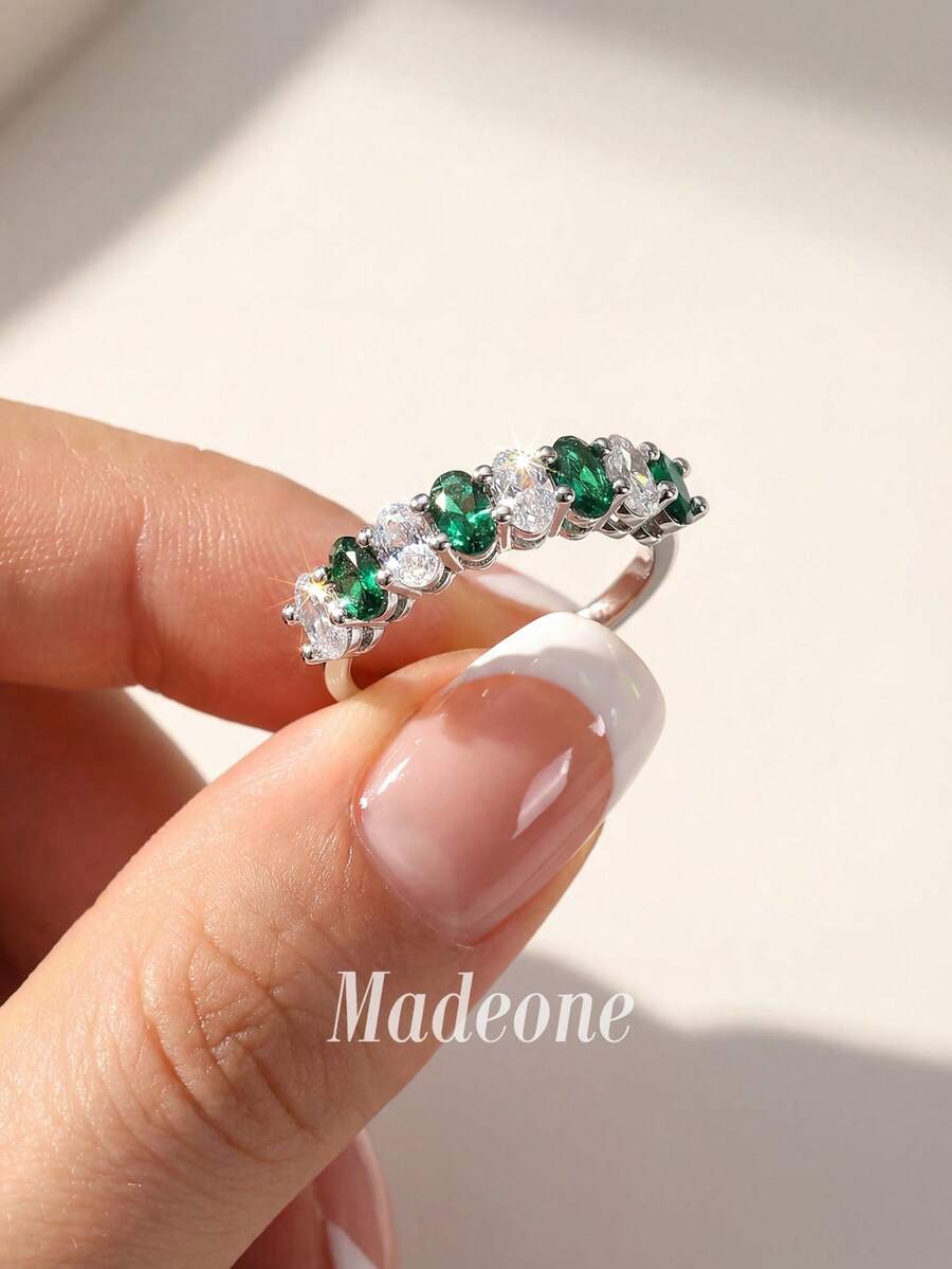 MADEONE 1件極簡幾何水鑽戒指,基礎珠寶,適合女性,優雅禮物,完美適用於女孩生日、舞會及其他場合 - 款式1 - 查看 1