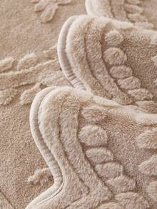 1PC Thick Faux Rabbit Fur Sofa Cover, Cozy All‑Season 3D Leaf Floral Embossed Plush Couch Protector, Non‑Slip Machine Washable Pet Friendly Sofa Cushion Mat For Living Room Home Decor - Khaki - View 8