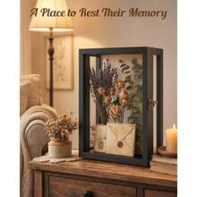 HH Deep Shadow Box 11x15 Wooden Display Case, 3 Sided Acrylic, Wall Mount HH12 - Black - View 7