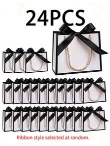 24pcs Hot Stamped 300g Paper Gift Bags, Mini Thank You Paper Gift Bags With Thick Rope Handles, Suitable For Christmas Party Favors, Wedding, Birthday, Graduation Party Souvenir Decoration Packaging - J-Multicolor - View 9
