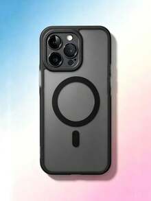 1PC Phone Case - Luxury Matte Phone Case, Compatible With Wireless Charging, Compatible With Apple 12/13/14/15/16/17 Pro Max Plus, With Lens Protection Film, Shockproof, Matte Hard Shell Back Cover - Black - View 1