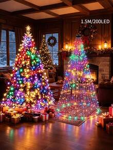 200/280/300 LED Christmas Tree Lights, LED Fairy Lights String, Xmas Lights, 8 Modes Holiday Lighting With Remote Control, Warm White & Multicolor Christmas Lights For Indoor Outdoor Christmas Tree, Garden, Patio Decor - Colored Light - View 1