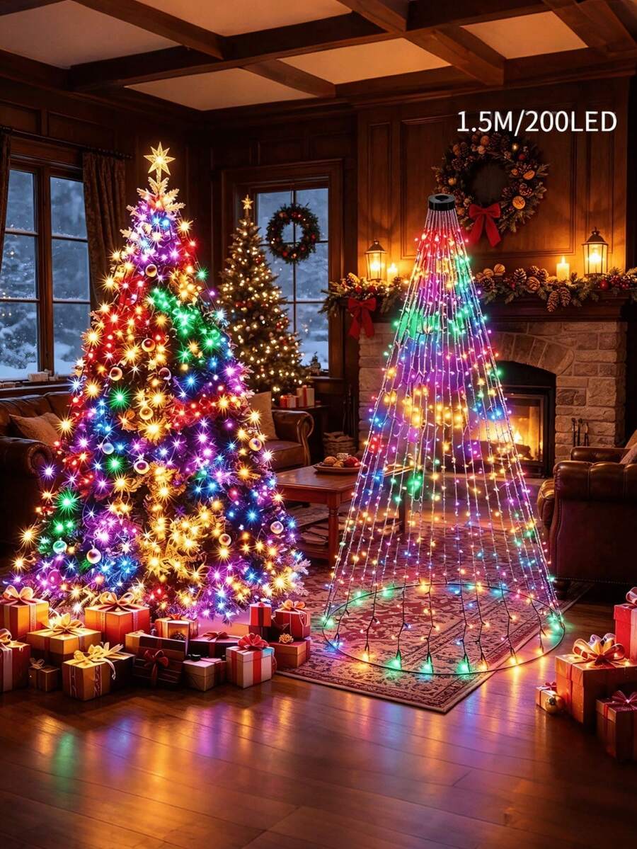 200/280/300 LED Christmas Tree Lights, LED Fairy Lights String, Xmas Lights, 8 Modes Holiday Lighting With Remote Control, Warm White & Multicolor Christmas Lights For Indoor Outdoor Christmas Tree, Garden, Patio Decor - Colored Light - View 1