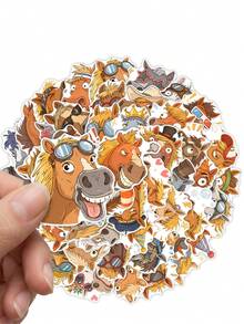 50Pcs Hilarious Horse Meme Stickers, Whimsical Horse Waterproof Decals, DIY Decor Supplies For Phone, Kindle, Notebook - Multicolor - View 4