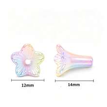 60 hạt spacer hoa kèn nhỏ màu kẹo acrylic, phù hợp làm trang sức như vòng tay, dây chuyền, dây đeo điện thoại, trang trí bút, phụ kiện tóc, trang trí quần áo và phụ kiện trang trí - Nhiều màu - Xem 3
