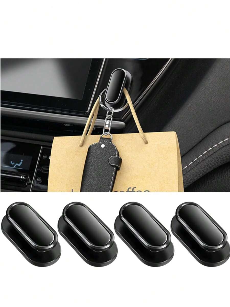 4pcs Car Mini Hooks, Multi-Functional Self-Adhesive Dashboard & Rear Seat Hanging Accessories, Suitable For Keys, Earphones, Charging Cables, Car Interior Storage Hooks, Universal Fit For SUV, RV, Truck - View 1