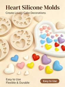 Heart Silicone Mold Different Sizes, Nonstick Chocolate Candy Bakeware For Pastry, Cookie & Cake Decorating - Beige - View 4