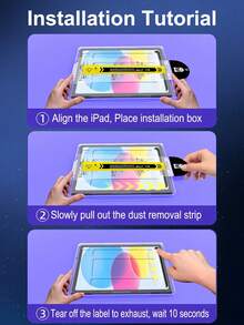 1pc Tempered Glass Screen Protector Compatible With IPad, Auto-Dust Removal Kit, Compatible With IPad 11-Inch A16 (2025, 11th Gen), 10.9-Inch (2022, 10th Gen), Pro 11, Air 5, Air 11/13 M5/M4/M3/M2 2026/2025/2024, 9H Hardness, Anti-Scratch, Auto-Alignment Installation Tool Kit, Birthday Gift For Family - Clear - View 3