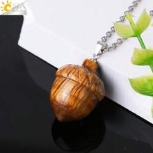 1pc Natural Stone Carved Pine Cone Pendant Necklace, Healing Amethyst Crystal Christmas Jewelry, Unisex H081 - Necklace - View 3