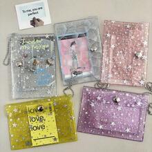 1pc Glitter PVC Card Holder, Dual Compartment Design, With Chain Strap, Portable, Suitable For Halloween, Christmas Outings, Store Cards, Coins And Other Small Items - Multicolor - View 7