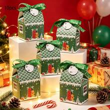 10pcs/Pack Christmas Baking Candy Cookie Small Gift Boxes Paper Boxes Small House Small Gift Boxes Paper Boxes With Rope Card Decoration Photo Box - View 15
