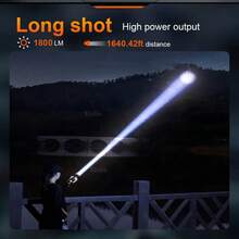 500000LM LED Flashlight, Long Shot 1000M 30W Tactical Torch, Zoomable IPX4 Waterproof Flash Light With Power Bank Function, 5 Light Modes, Digital Power Display For Camping Hiking Emergency - Black - View 3