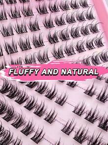 Mixed Style Self-Adhesive False Eyelash Clusters, Fluffy Type, 8-16mm Mixed Length, Fluffy Single Eyelash, Self-Adhesive DIY False Eyelash Extension, Cluster False Eyelashes, Natural Long D-Curl Eyelash Clusters, False Eyelashes - D - View 4