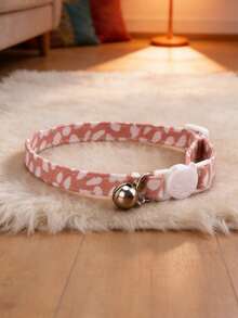 1pc 2pcs 3pcs Pink Vintage Leopard Print Cat Necklace With Bell Adjustable Neck Collar Pet Choker - Pink - View 10