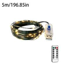 1PC Warm White USB Fairy Lights With Remote Timer Dimmable 8 Modes Green Copper Wire String Lights Christmas Tree Decor Lights For Christmas Tree Bedroom, Wedding, Holiday Indoor & Outdoor Decoration - Green Copper Wire String Lights - View 18