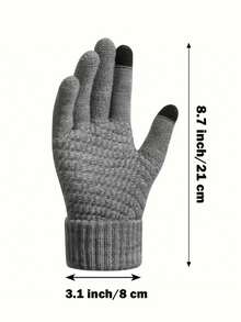 Winter Gloves - Unisex Cold Weather Gloves, 1 Pair Elastic Cuff Knit Touchscreen Gloves - A - View 3