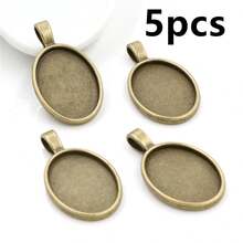 5pcs 18x25mm Inner Size Oval Alloy Pendant Cabochons Blank Base Setting Bezel Tray DIY Jewelry Making Accessories Findings - 18x25mm - View 10