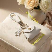 Elegant Braided Rope Mini Bag Keychain For Women, Exquisite Car Key Chain PU Leather Small Coin Purse Bag Charm, Star Accent Premium Feel Handbag Decoration Zipper Pull Pendant, Birthday Gift For Mom Her, Cute Party Favor Daily Use - View 7