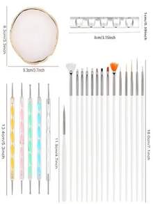 24Pcs Nail Art Creation Kit Various Drawing Brushes Dotting Pens With Palette And Cleaning Auxiliary Tools For Diverse Nail Pattern Creation - Multicolor - View 5