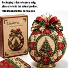 Classic Christmas Patchwork Ornament Kit,Santa,Snowman, Christmas Tree, Reindeer Designs,Retro Xmas Hand‑Stitching Craft Supplies, Multiple Classic Xmas Patterns For Indoor Tabletop & Hanging Holiday Decoration Making, Festive Home Decor - Christmas Baubles - View 10