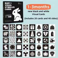 Infant Visual Trigger Cards Set - Age-Specific (0-3/3-6/6-12/12-24 Months) Visual Stimulation Flash Cards, Newborn Early Education Toys, Black & White/Colorful Patterns, Promote Infant Visual Development, Recognition And Sensory Perception - Multicolor - View 11