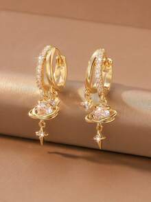 2pcs/Set Sweet & Cool Style Women's Earrings, Suitable For Daily Wear, Commute, Dating, Party And Gift - Planet - View 11