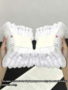 1/5/10/20 Pairs Men's Pure White Minimalist Socks, Sweat-Absorbent And Breathable, Daily Wear Running Sports Mid-Calf Socks, Couple Socks, Suitable For All Seasons - White - View 1