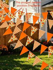 36pcs Autumn Pumpkin Maple Leaf Triangle Bunting Banner, Easy To Assemble, Perfect For Autumn Wedding, Birthday, Yard Decoration, Thanksgiving Party Decoration Banner, Create Autumn Atmosphere, Single-Sided Print - A - View 7