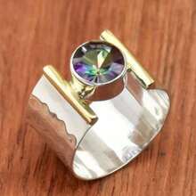 Vintage Wide Geometric Women's Ring, Niche Design Holiday Jewelry Accessory Gift - Silver - View 1