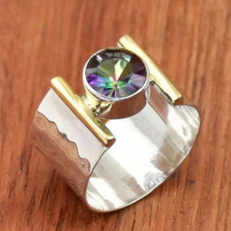 Vintage Wide Geometric Women's Ring, Niche Design Holiday Jewelry Accessory Gift - Silver - View 1