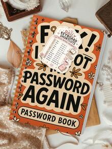 1pc Retro Spiral Password Book With Keyboard Shortcut Sticker, Login Organizer For Usernames & Password Hints, Halloween Notebook Office Decor And Accessories Nurse Essentials Bible Study Materials - A - View 6