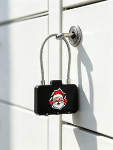 Steel Wire Rope Combination Padlock, Christmas Theme Pattern, Mini Digital Combination Lock, Portable Combination Lock, Anti-Theft Password Padlock, Suitable For Luggage, Storage Boxes, Storage Containers, Great Gift Choice For Halloween, Thanksgiving - Black - View 1