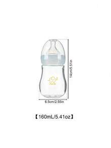1pc Baby Transparent Glass Bottle, Wide Mouth, 80ml/120ml/160ml, Suitable For Newborns' Daily Feeding - Clear - View 12