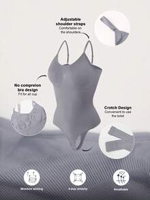 1pc Women Seamless Shapewear Bodysuit, Thong Bottom, Slimming Shaping Bodysuit, Tummy Control Bodysuit, Shapewear, Waist Trainer - Dark Grey - View 11